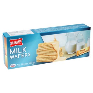 ✨นาทีทอง✨ บิสชิน เวเฟอร์ไส้ครีมรสนม 100กรัม Bissin Milk Wafers 100g