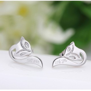 ต่างหูติดหูS925 ต่างหูรูปสุนัขจิ้งจอกแฟชั่นสําหรับผู้หญิง Fox Earrings WE52