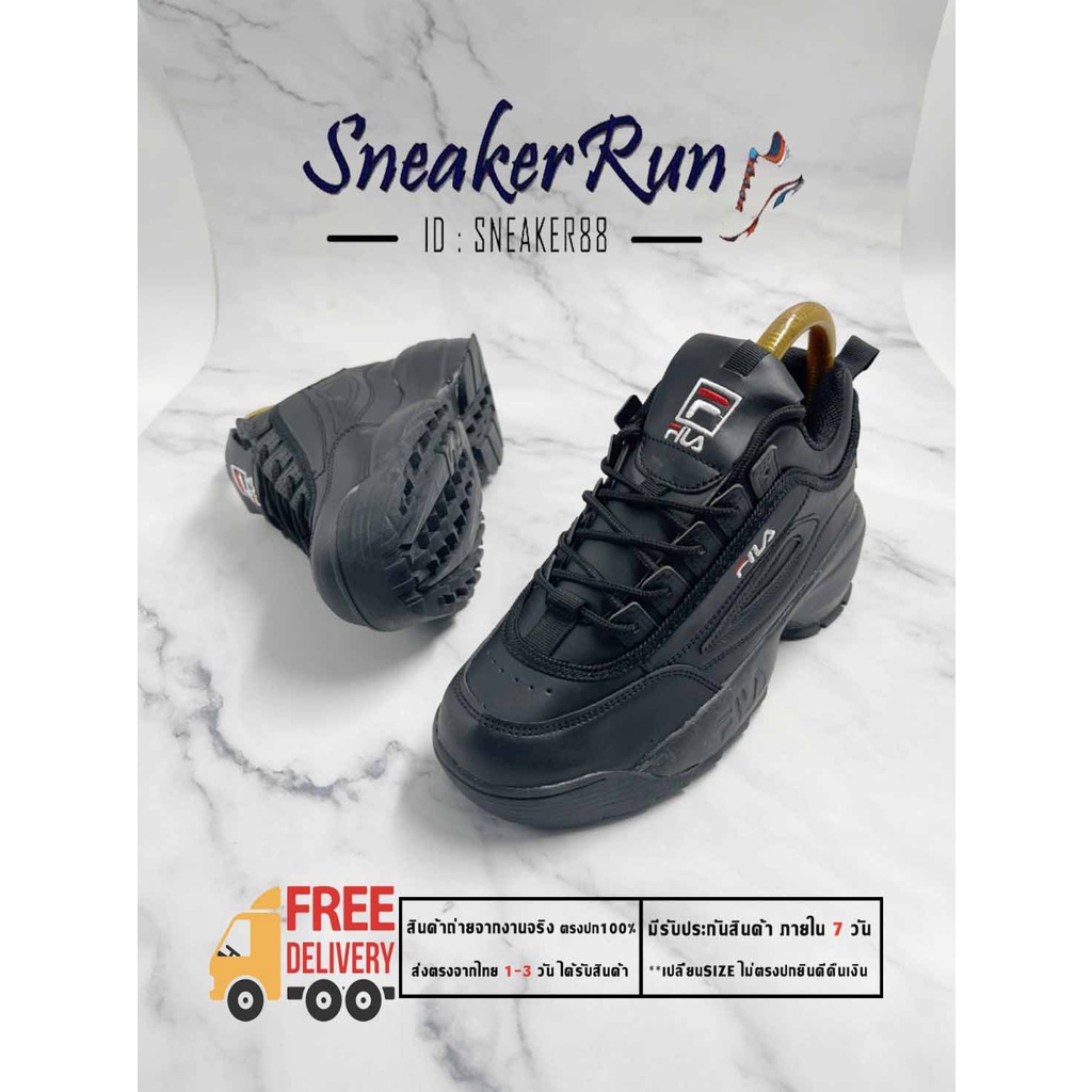 รองเท้าแฟชั่น ฟิ-ลา** size : 36-45EU (เผื่อ1ไซส์) รองเท้าสีดำล้วน รองเท้าผู้ชายและผู้หญิง รับประกันสินค้า