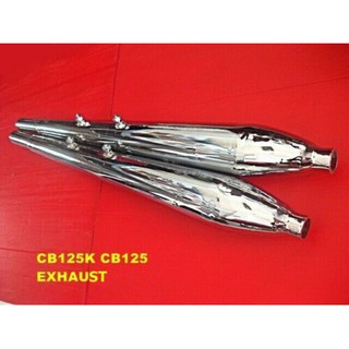 HONDA CB125K CB125 "VINTAGE" TWIN EXHAUST MUFFLER PAIR SET "BM STYLE" // ท่อไอเสีย ท่อคู่ เหล็กชุบ สินค้าคุณภาพดี