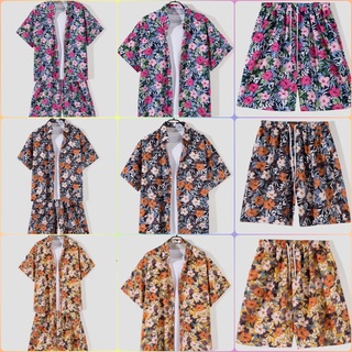 【🌞มีให้เลือกหลายแบบ 🌞พร้อมส่ง📦】 เสื้อเชิ้ตแฟชั่นเกาหลีแขนสั้น เสื้อเชิ้ตฮาวาย + กางเกงขาสั้นชายเอวยางยืดสไตล์เกาหลี กางเกงขาสั้นลำลองชายหาด เสื้อเชิ้ตลายดอกไม้ ใส่ได้ทั้งชายและหญิง ทรงหลวม ผ้านุ่ม กันร้อนได้ดี การกระจาย ขายดีสไตล์เกาหลี