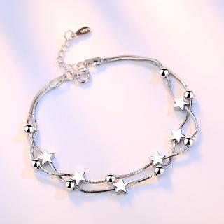สร้อยข้อมือสร้อยข้อมือผู้หญิง Silver 925 Cube Stars Bracelet WHB5R
