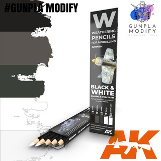 AK INTERACTIVE ชุดดินสอทำเวเทอริ่ง Weathering Pencil For Modeling (Black&amp;White)