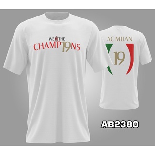 เสื้อยืด ลาย Catton 24s AC MILAN We Are Champions 19 สีขาว XS - 6XL