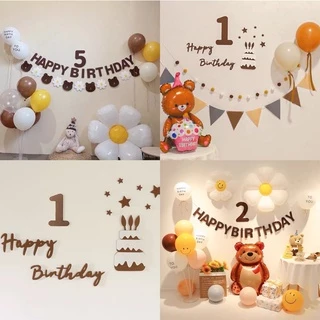 ธงวันเกิด ป้ายHBD ธงผ้าHappy birthday น้ำตาล สินค้าพร้อมส่ง ป้ายผ้าวันเกิด