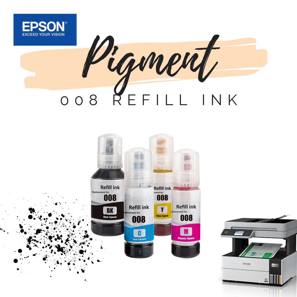 หมึก Epson 008 BK,M,C,Y 4 สี หมึกกันน้ำ หมึกแท้ 100% for L6460/L6490/L6550/L6570/L6580/L11160/L15150