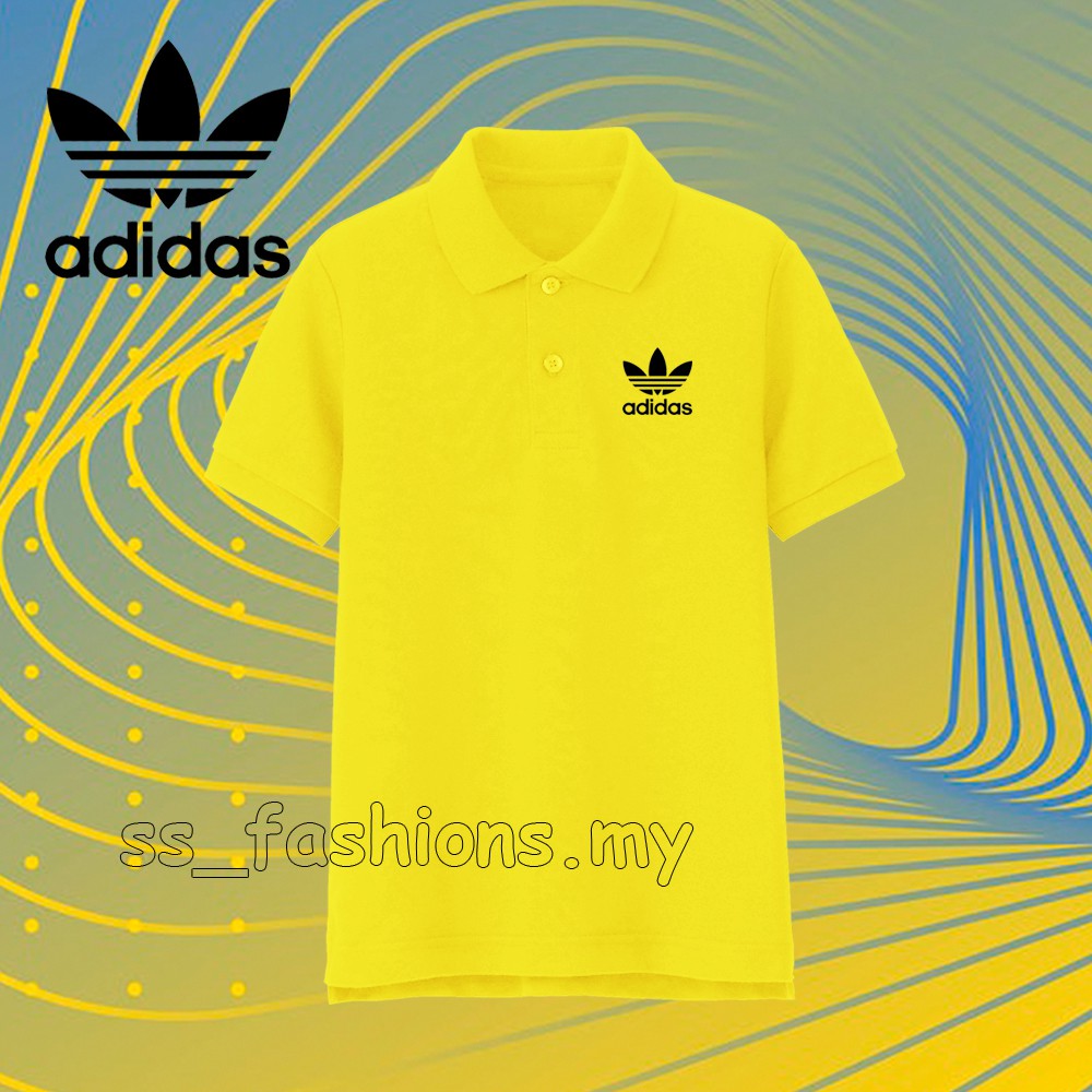 เสื้อโปโลเสื้อยืดพิมพ์ยาง Adidas Logo100% Cotton Fashion Casual Sport Streetwear Jahit Baju Lelaki & Perempua