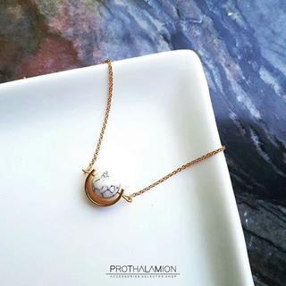 Premium Minimal Import Chic Round Marble Gold Bracelet : สร้อยข้อมือ มินิมอล สีทอง นำเข้า ประดับ หินอ่อน กลม