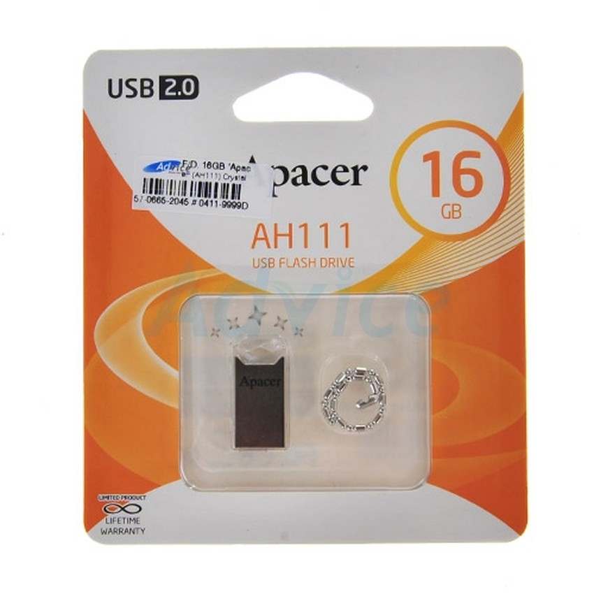 Apacer แฟลชไดร์ฟ 16GB (AH111) Crystal ของแท้