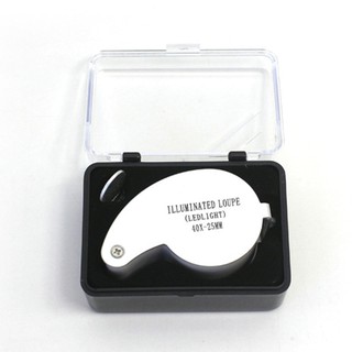 แว่นขยายพวงกุณแจพร้อมไฟ LED 2 ดวง เลนส์กระจก กำลังขยาย 40X ( Magnifier With LED Lamp) ขนาด 25mm