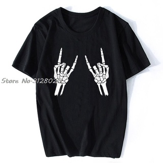 Pyep 【พร้อมส่ง】เสื้อยืด ผ้าฝ้าย พิมพ์ลายโครงกระดูกฮาโลวีน กราฟฟิค ฮาราจูกุ สําหรับผู้ชาย และผู้หญิงสามารถปรับแต่งได้