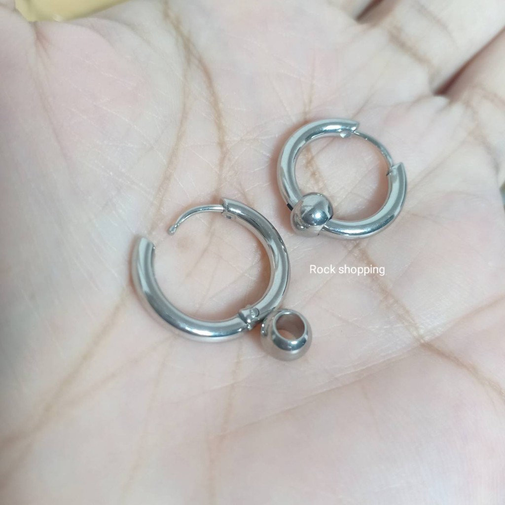 จิวห่วงแฟชั่นเกาหลี ห้อยบอลกลม 6 mm.(ราคาต่อ 1 ข้าง)