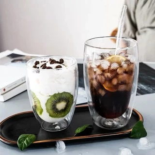 แก้วใสสองชั้น สำหรับใส่เครื่องดื่ม น้ำสมุนไพร น้ำผลไม้ กาแฟ Double Wall Glass ใส่ได้ทั้งร้อนเย็น