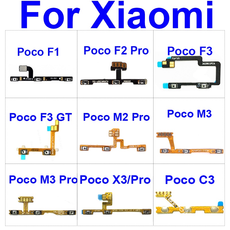 อะไหล่ปุ่มพาวเวอร์ ปุ่มปรับระดับเสียง ด้านข้าง สําหรับ Xiaomi Pocophone Poco F1 F3 F2 Pro X2 X3 NFC GT C3 M2 M3 Pro