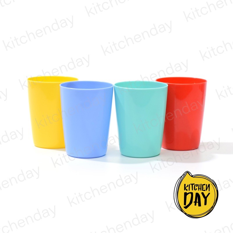(4 สี) แก้วน้ำพลาสติก แก้วพลาสติก ถ้วยน้ำ NO.002