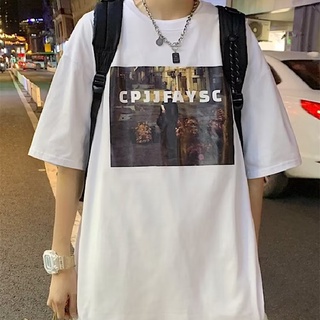 เสื้อยืดลําลอง แขนสั้น คอกลม พิมพ์ลายตัวอักษร ทรงหลวม สไตล์ฮิปฮอป สตรีท ขนาดใหญ่ ใส่สบาย เหมาะกับฤดูร้อน สําหรับผู้ชาย และผู้หญิง【M-8XL】