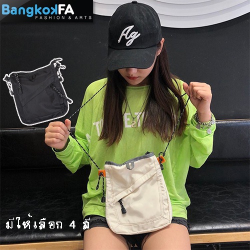 bangkoklist(BA1653) กระเป๋าผ้าสะพายข้างสายเชือก Sacoche Bag แฟชั่น