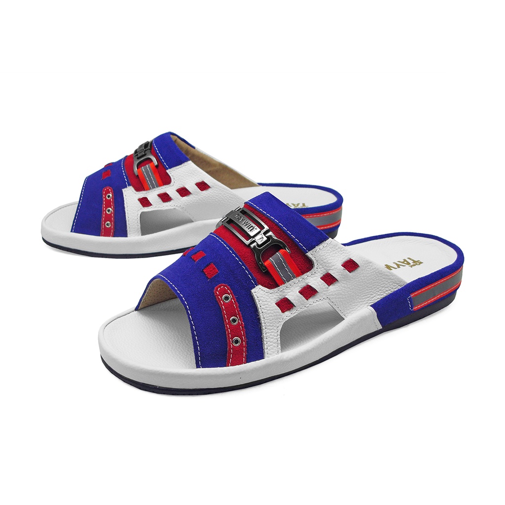 TAYWINแท้ เทวินทร์แท้ รองเท้าแตะ SKF-12 Size39-46 หนังกลับสีน้ำเงินสด-หนังสีส้ม-หนังปั่นนิ่มขาว