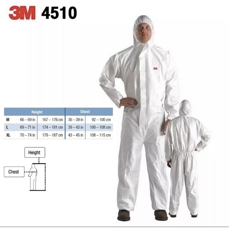 3M4510 PPE ชุดป้องกันสารเคมี ฝุ่น เชื้อโรค