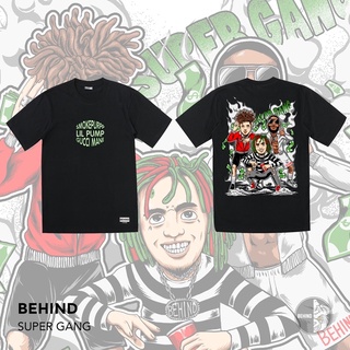 BEHIND เสื้อยืด “SUPER GANG” แขนสั้น แนวสตรีท Oversize เสื้อยืดชาย หญิง