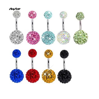 SKYSTAR_Sexy Shiny Navel Belly Button Ring Barbell Rhinestone Body Piercing Jewelry