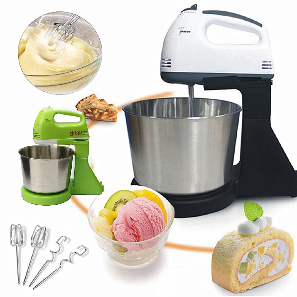 7 Speed Electric Beater Dough Cakes Bread Egg Stand Mixer + Hand Blender + Bowl Food Mixer Kitchen Accessories