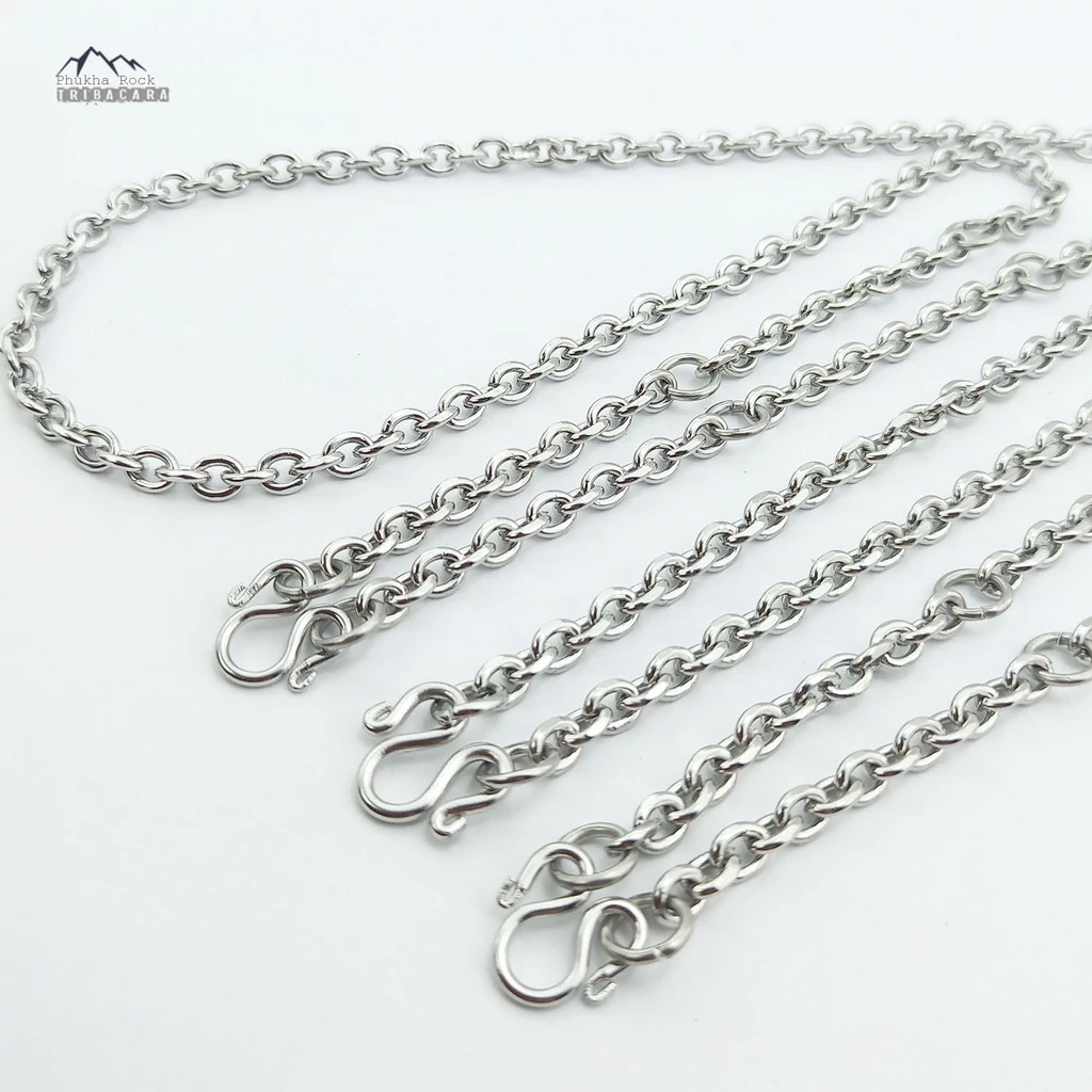 C61 ลายคดกริช 5-6 มิล ยาว 24-30 นิ้ว ห้อยพระ 1-3-5-7-9 สร้อยคอ สร้อยสแตนเลสแท้ สร้อยพระ necklace