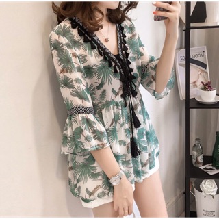 เสื้อคอวี ผ้าชีฟอง
