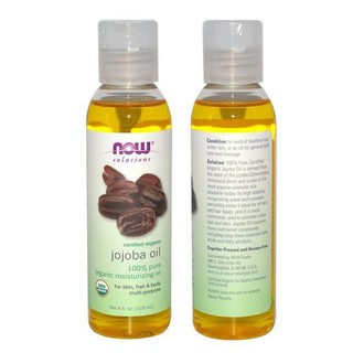 Now Foods, Solutions, Certified Organic, Jojoba Oil, 4 fl oz (118 ml)