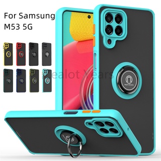 เคสโทรศัพท์มือถือ TPU ผิวด้าน กันกระแทก พร้อมแหวนขาตั้งโลหะ สําหรับ Samsung Galaxy M33 M53 5G M 33 53