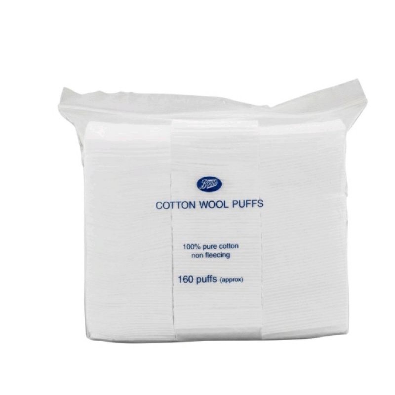 Boots Cotton สำลีเช็ดหน้า เช็ดเครื่องสำอาง บู๊ทส์ คอทเทิน วูล พัฟส์ สำลีแผ่นรีดขอบ100 % pure cotton 