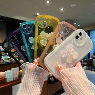 Casing Realme C53 C30 C35 C21Y C25Y 9i C17 7I C11 C15 5 5s 5i 7i 2 Pro U1 C17 C21Y C25Y Narzo 50A C1 2020 Cute Bownot Fine Hole Tpu Clear Shockproof Round Camera protection Full Phone Back Case Cover NKS 04