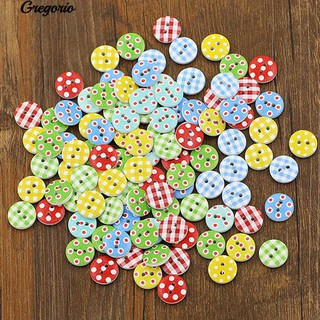 Gregorio 100Pcs Checker Dots ปุ่มลูกกลิ้งทรงกลมกลมลวดลาย DIY Scrapbooking จักรเย็บผ้า