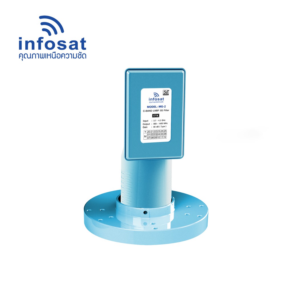 INFOSAT LNBF MG-2 ตัดสัญญาณรบกวน 5G สำหรับ 2 จุดรับชม (เฉพาะหัว)