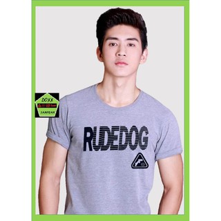 rudedog  เสื้อคอกลม  ชาย หญิง รุ่น fast lane สีเทาอ่อน