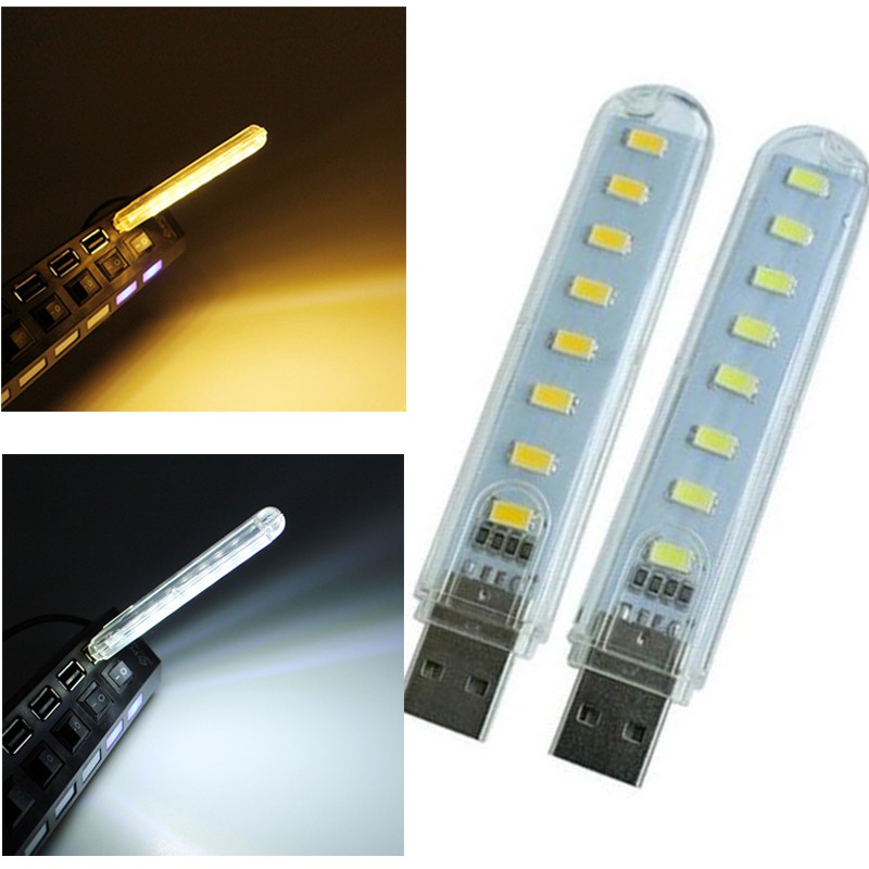 8 LED USB Mini แบบพกพา Bright Night Lights โคมไฟอ่านหนังสือหนังสือฉุกเฉิน Luminaria สําหรับแล็ปท็อป Power Bank PC
