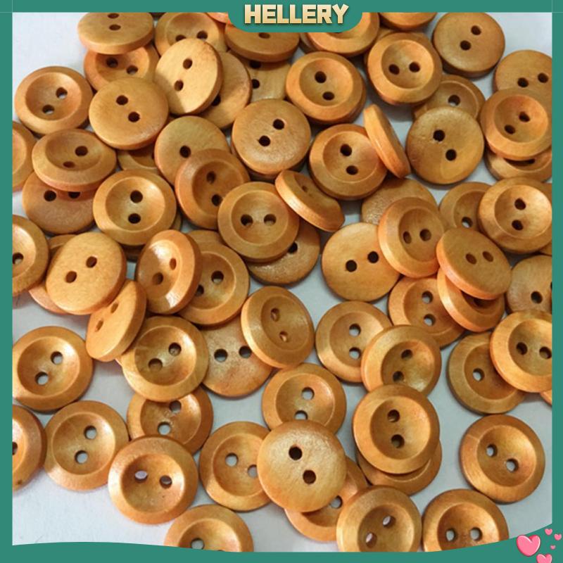 Hellery กระดุมไม้ ทรงกลม สไตล์วินเทจ ขนาด 15 มม. รูปที่ 4