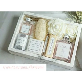 [WG-057] ขวดแก้วแบนเล็ก 85ml. พร้อมฝาเกลียวหมุนอลูมิเนียมสีเงิน/ทอง 22mm.+จุกในเบอร์ 4