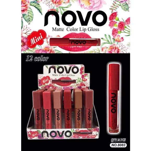 ลิปกลอส​เนื้อแมสกันน้ำยกกล่อง24แท่ง/12เฉดสี