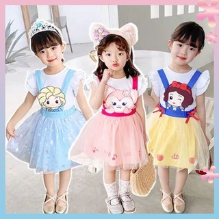 Girls summer dress 2022 new cartoon mesh dress Aisha snow white baby suspender dress set