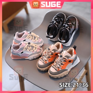 【Suge】รองเท้าผ้าใบลําลอง พื้นนิ่ม ระบายอากาศ กันลื่น แฟชั่น สําหรับเด็กผู้ชาย และเด็กผู้หญิง ไซซ์ 21-36