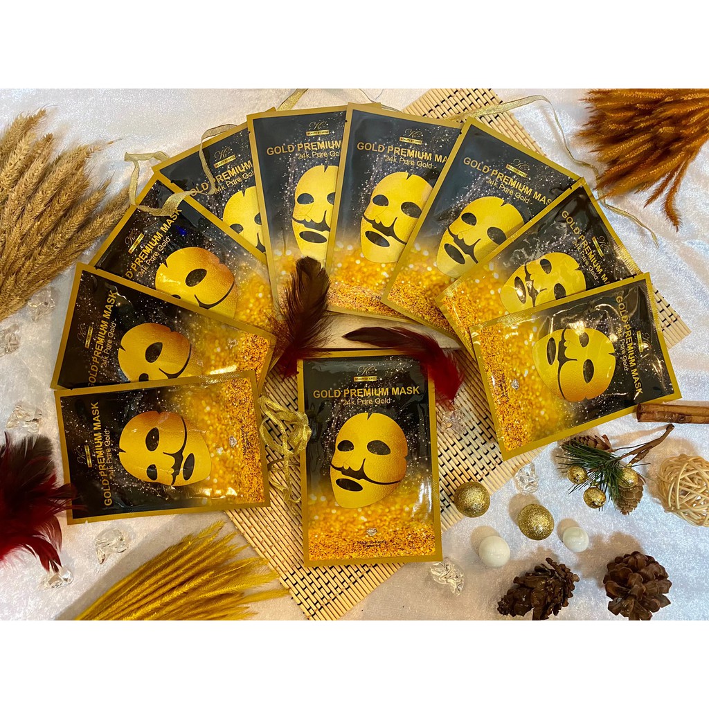 Gold Premium Mask มาส์กหน้าทองคำ มาส์กหน้าเกาหลี 10 pcs
