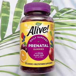 50% Sale!!! EXP: 05/2023 วิตามินบำรุง สำหรับสตรีก่อนคลอด Alive Prenatal with 50 mg Plant DHA 90 Gummies (Natures Way®)