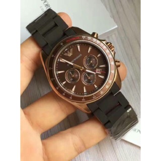 AR6099.  ขนาด 43 มิล Mens AR6099 Sport Brown Silicone Quartz  Watch  สวยมาก ราคาสุดพิเศษ ปกติ 5990 ฿