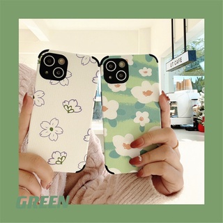 IPhone 13 12 11 Pro Max XS Max XR X 7 8 6 6s Plus 7p 8P Case Summer Simple small Fresh floral Flowers Four Corners Drop Resistance Cute Soft TPU Protective Cover