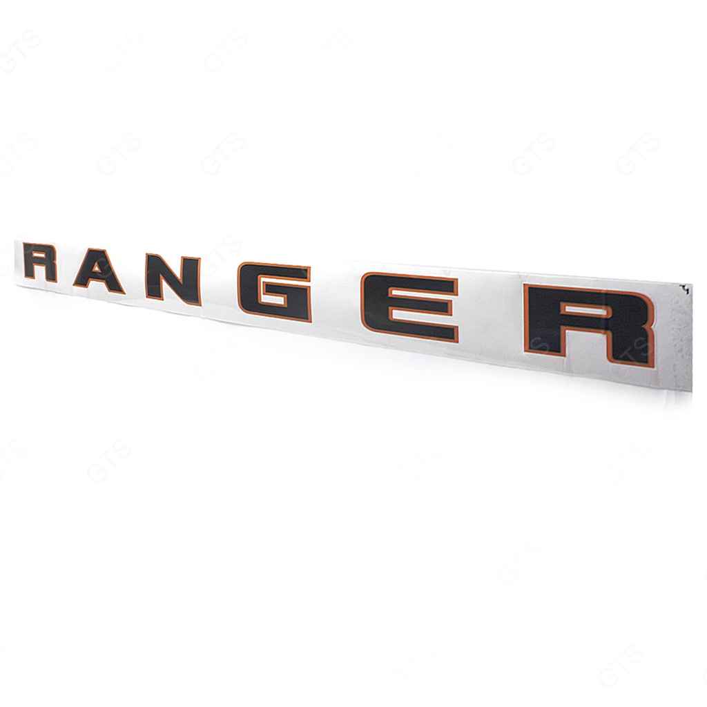Sticker สติ๊กเกอร์ติดฝาท้าย ติดกระบะ "RANGER" สีดำ+ขอบส้ม สำหรับ Ford Ranger ปี 2020-2021