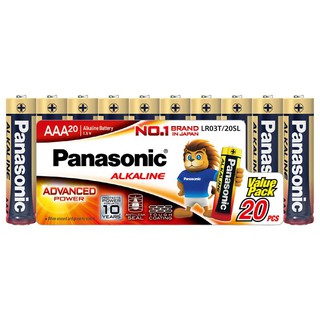 ถ่านอัลคาไลน์ AAA (แพ็ค20ก้อน) Panasonic LR03T/20SL/AAA Alkaline Batteries (Pack of 20) Panasonic LR03T / 20SL