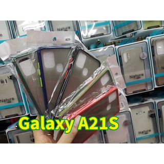 Samsung Galaxy A21s ขอบสี ฝาหลัง ขุ่นใส คลุมครอบเครื่อง กันกระแทก