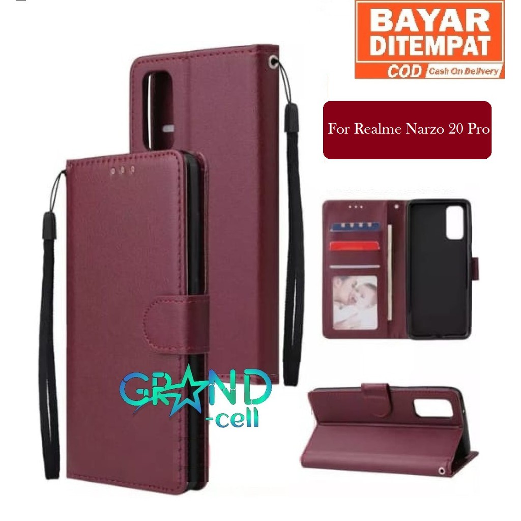 Flip Wallet Realme Narzo 20 Pro Premium Standing Leather Flip Cover hp Flip Case