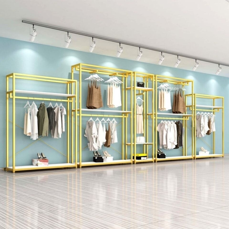 Clothing Store Showing Stand Double Floor-Type Coat Hanger Display Rack ...
